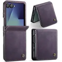 CASEME Samsung Galaxy Z Flip7 033 Lommebok-etui med kalvestruktur og RFID-blokkering - Lilla