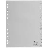 Durable 652410, Numerisk faneindeks, Polypropylen (PP), Grå, Portrett, A4, 230 mm