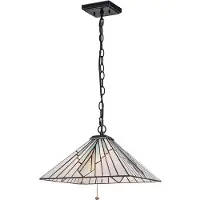 ELSTEAD Alderley hengelampe, Tiffany-stil, bronse, trekkbryter