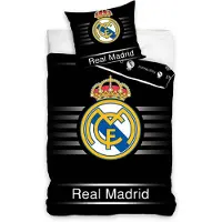 BrandMac Real Madrid sengetøy - 100% bomull - Barnesengetøy 140x200 cm - Sort fotball sengetøy