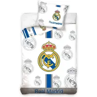 BrandMac Real Madrid sengetøy - 100% bomull - Barnesengetøy 140x200 cm - Fotballsengetøy med logoer