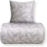 In Style Sengetøy - Satin - Sandfarget print av blader