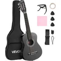 Vevor klassisk gitar, 780 mm, startsett for klassisk gitar i tre for nybegynnere, med nylonstrenger, gigbag, stropp, stemmeapparat, ekstra strenger, plektre, capo, bass, for barn, jenter, gutter og st