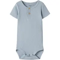 Name it Body k/e - Rib - Noos - NbmKab - Blue Tåke - - 1 år (80) - Kortermet body