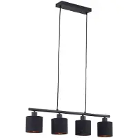 LINDBY pendellampe Vasilia, 75 cm, svart/gull, stoff