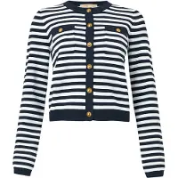 Michael Kors for woman. MS661G1KVM Striped ribbed knit cardigan navy, white (S), Blue, Casual, Viscose