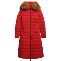 Superdry for woman. W5012141A New Arctic Long red quilted jacket (L), Casual, Polyester