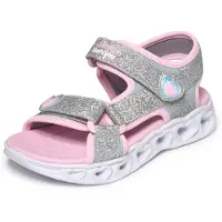 SKECHERS Sandaler m. Lys - Jenter Heart - Sølv/Rosa - - 29 - Sandals