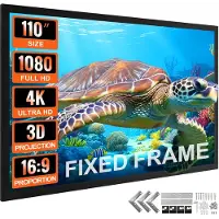 Vevor 110-tommers diagonalt projektorlerret 16:9 4K HD-projektorlerret filmlerret fast ramme 3D-projektorlerret for hjemmebruk og utendørs bruk (110 tommer)