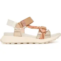 Hispanitas for woman. CHV264869 Amber gold sandals (38), Leather, White, Brown, 3 to 5 cm, Velcro, Casual