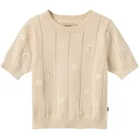Wheat Strikket Topp Malvina Sandshell White Flowers (140 / 10 år)