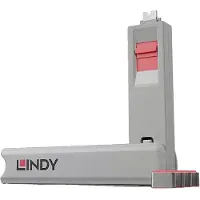 Lindy 40425, Portblokkering + nøkkel, USB Type-C, Rosa, 5 stykker, 10 g