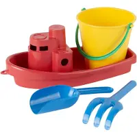 Dantoy Sandleker - 4 Deler - Skip/Bøtte - Rød - - OneSize - Sandleker