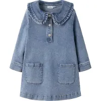 Name It Mini Kjole - NmfGia - Medium+ Blue Denim - - 4 år (104) - Kjole