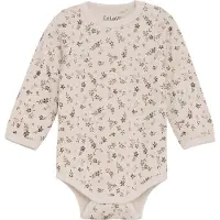 CeLaVi Body I/e - Ull/Viskose - Rødbrun m. Blomster - - 90 - Langermet Body