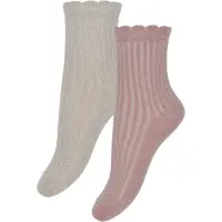 Minymo Sokker - 2-pack - Ash Rose m. Glitter - - 35/38 - Sokker