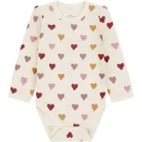 Hust and Claire Baloo Hearts Puff Body Ull Bambus Off White (68 / 6 mnd)