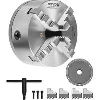 OEM 4-kjevs dreiebenkchuck, 8 tommer (200 mm), selvsentrerende chuck med 1 1/2 tommer-8 gjenget støtteplate, 0,16-7,87 tommer (4-200 mm) spennområde med T-nøkkelskruer, HT300-materiale, for tre- og