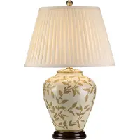 ELSTEAD Bordlampe «Leaves», porselen, tre, høyde 62 cm