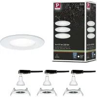Paulmann 3-pakning Spot Nova, rund, hvit, fast, IP44, GU10, 4000K