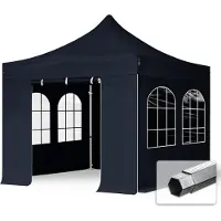 TOOLPORT 3x3 m aluminium, pop up partytelt, 4 sidepaneler, svart