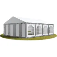 TOOLPORT 5x8 m partytelt, PVC-presenning, grå-hvit, med bunnramme