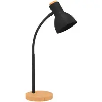 Eglo VERADAL bordlampe i svart stål med trefarget fot og detaljer