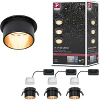 Paulmann Ceiling lamp Recessed luminaire GIL 3StepDim rd starr LED 3x6W 2700K 230V schwarz matt/gold Alu