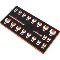 Vevor Crowfoot-nøkkelsett, 3/8" feste, 20-delers Crows Foot-nøkkelsett med 2 forlengelsesstenger og EVA-verktøyholder, SAE 3/8"-7/8" og metrisk 10-22 mm, 40CR-materiale med speilkromfinish