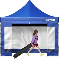 Vevor 10 x 10 FT Pop Up Baldakintelt, Utendørs Gazebo-telt med avtagbare sidevegger og veske på hjul, UV-bestandig vanntett Instant Gazebo Shelter for fest, hage, bakgård, blå