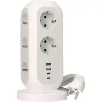 Verbatim EUPT-01 - Flerkoplingslist - 15-in-1 European multi plug extension - AC 230 V - 3600 watt - inngang: type F - utgangskontakter: 15 (11 x power Type F, 2 x USB, 2 x USB-C) - 2 m kabel - Europa