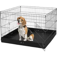Vevor Hundeinnhegning, 4 stk. 24 x 36 tommers paneler sammenleggbar metalltrimgrind for kjæledyr, hundegjerde innendørs og utendørs innhegning med dør og 600D Oxford-stoff bunnpute, for hunder, katter