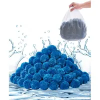 Vevor bassengfilterkuler for sandfilter, 0,7 kg/1,5 lbs, filterkuler erstatter bassengfiltersand, gjenbrukbart blått polyesterfiberfiltermedium med vaskepose, for svømmebasseng akvarium over bakken