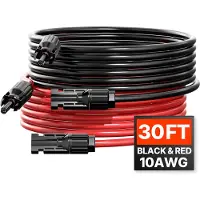Vevor 9,14 m/30 fot forlengelseskabel for solcellepanel, 6 mm²/10 AWG solcelleforlengelseskabel med vanntette hunn- og hannkontakter, 6 mm² PV-kabel for solcellepaneler til hjemmet, skipet og bobilen,
