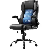 Vevor Executive Chair, Kontorstol med høy rygg, oppfellbare armlener og korsryggstøtte, Ergonomisk kontorstol med justerbar vipp og høyde, svingbar rullestol i PU-skinn for arbeid, studier, spilling,