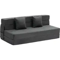 Vevor sammenleggbar sovesofa, 3-i-1 sammenleggbar sofa med 2 puter og vaskbart trekk, 25D høy tetthets minneskum, sovesofa med konverterbar lenestol, futonsofa for stue, soverom, mørkegrå (queen size)