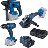 Scheppach Elverktøysett 3-i-1 20V boremaskin/skrumaskin/sliper/slagbor BPS100 5909105400
