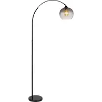 Globo Newcastle gulvlampe, høyde 196 cm, svart matt/røykgrå