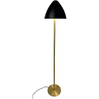 Dyberg Larsen gulvlampe Oulu, svart/messing, høyde 128 cm