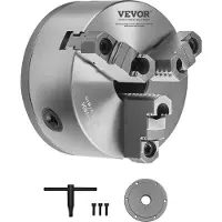 OEM 3-kjevs dreiebenkchuck, 6 tommer (160 mm), selvsentrerende chuck med 1 1/2 tommer-8 gjenget støtteplate, 0,12-5,71 tommer (3-145 mm) spennområde med T-nøkkelskruer, HT300-materiale, for tre- og