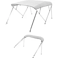Vevor Bimini-topper for båt med 4 baug, 600D polyesterkapell med ramme i aluminiumslegering, vanntett og solskjermende båtmarkisekapell med oppbevaringspose, 2 støttestenger, 4 stropper, 96" L x (67"-