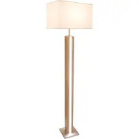 Globo Gulvlampe Forest, tre/beige, tekstil, E27 + LED, dimbar