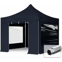 TOOLPORT 3x3 m aluminium, pop up partytelt, 4 sidepaneler, svart