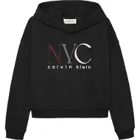 Calvin Klein Hettegenser - Beskåret - NYC Grafikk - CK Black - - 16 år (176) - Hettegenser