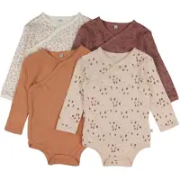 Pippi Baby Slå-Om Bodyer I/e - 4-pack - Burlwood - - 50 - Langermet Body