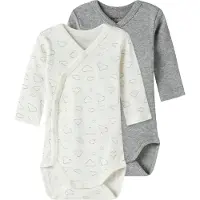Name it Omslagsbody I/e - Noos - 2-pack - Jet Strøm/Grey Meg - - 62 - Langermet Body