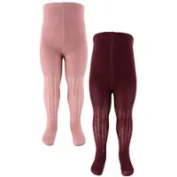 Minymo Strømpebukser - Ull - Rib - 2-pack - Burnished Lilac - - 80/86 - Strømpebukser