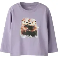 Name it Genser - NmfVotea - Lavender Grå/Oter Friends - - 6 år (116) - Genser