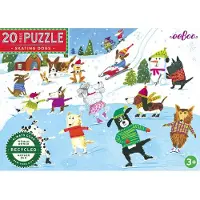 Eeboo Puslespill - 20 Brikker - 28x38 cm - Skating Dogs - - OneSize - Puslespill