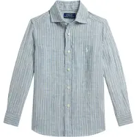 Ralph Lauren Skjorte - Lin - Blue Cream m. Striper - - 3 år (98) - Skjorte